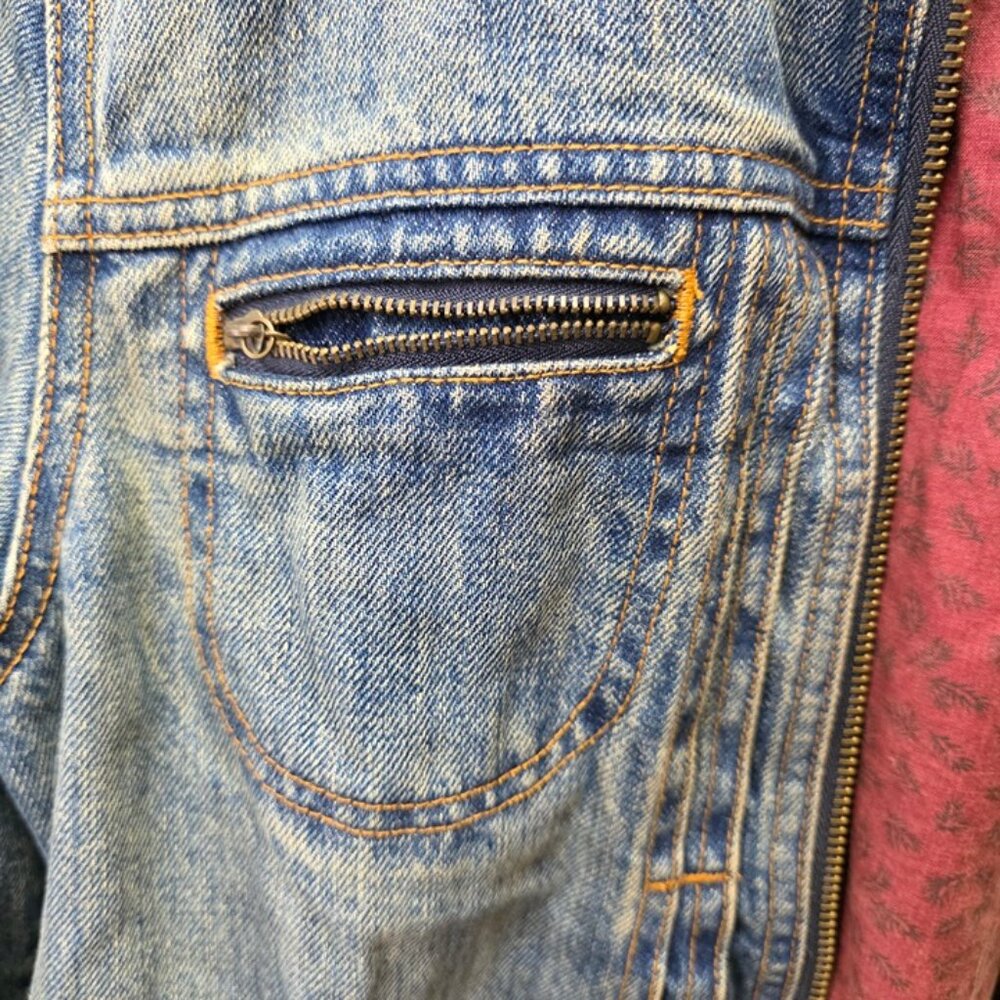 American Eagle Denim Jacket Womens L Moto Zip - Picture 2 of 7